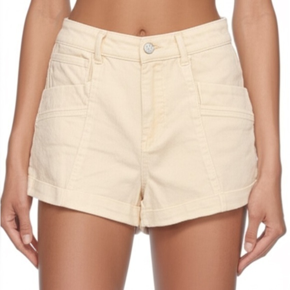 Forever 21 High Rise Denim Shorts Beige 100 Cotton S
